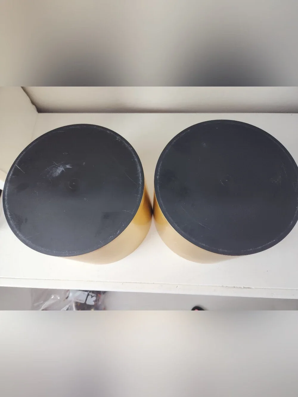 Brushed Gold Plastic Planter Or Display Riser  7in H X 9in W Set Of 2